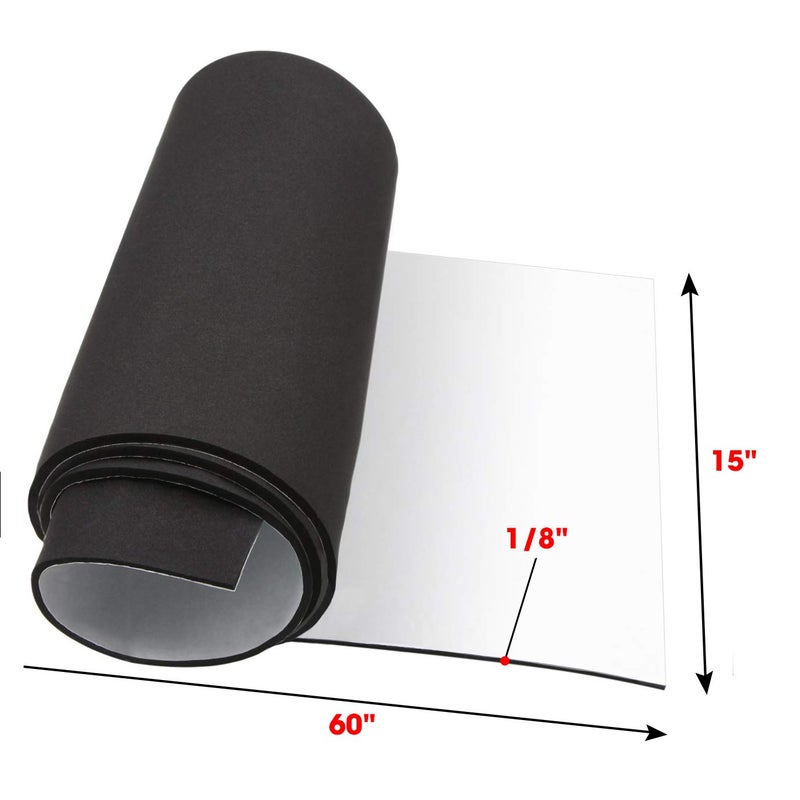 Dualplex Neoprene Sponge Foam Rubber Roll Adhesive, 15X60 Inches X 1/8" Thick, Perfect Cosplay Padding, DIY Project Sheet - Easy Cut Adhesive Multi-Function Soundproof Rubber Foam Sheet - Image 3